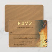 キャンプファイヤー ビーチ ウェディング RSVP 封入物 招待状 (正面/裏面)