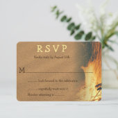 キャンプファイヤー ビーチ ウェディング RSVP 封入物 招待状 (スタンド正面)