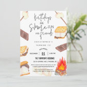 キャンプファイヤー 焚き火 みんなでスモアパーティー お誕生日会 スモア大好き 招待状 (スタンド正面)