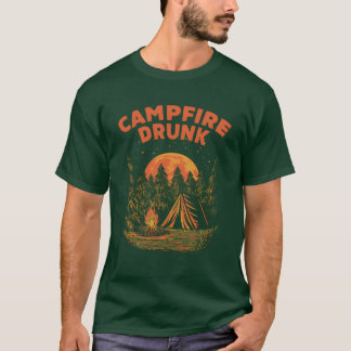 キャンプファイヤー 酔っ払い キャンプ ビール好き キャンパー 飲兵衛 D Tシャツ