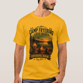 キャンプフライバーグ湖の夜ティーンTシャツ Tシャツ
