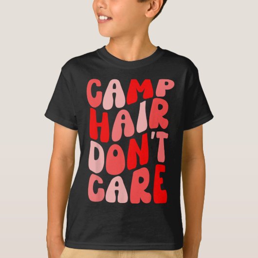 キャンプヘアは気にしない 夏のキャンプTシャツ 女子 Tシャツ (正面)