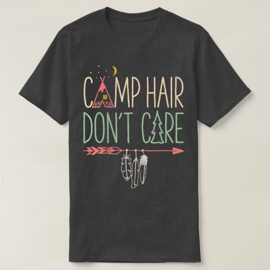 キャンプヘア気にドンプンおもしろいプ屋外キャンパーW Tシャツ (デザイン正面)