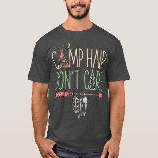 キャンプヘア気にドンプンおもしろいプ屋外キャンパーW Tシャツ