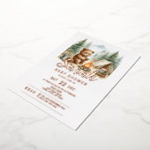 キャンプベビーベアーインザウッズ赤ちゃんシャワー 箔招待状 (回転した状態)