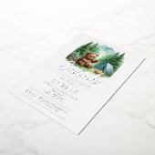 キャンプベビーベアーインザウッズ赤ちゃんシャワー 箔招待状 (回転した状態)