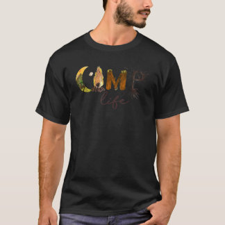 キャンプライフキャンプファイヤーキャンピングキャンパーアウトドア Tシャツ