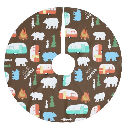 キャンプレトロカンパーRVライフ – ブラウン ブラッシュドポリエステルツリースカート (正面)