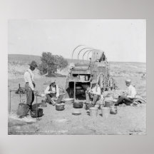 キャンプワゴンテキサス州丸めポスター