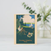キャンプヴィンテージサマートラベルポスター ポストカード (スタンド正面)