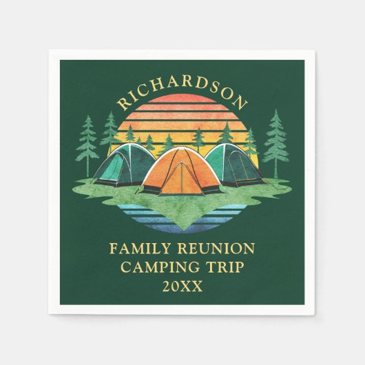 キャンプヴィンテージサンセットグリーンカスタム懇親会 スタンダードカクテルナプキン (正面)