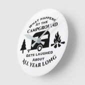 ****キャンプ中に***る ラウンド壁時計 (傾斜)