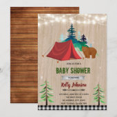 キャンプ場でのシャワーと誕生日パーティーの招待状 招待状 (正面/裏面)