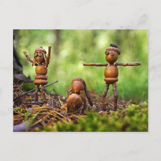 キャンプ場での朝のウォーミングアップ ポストカード (正面)