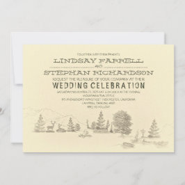 キャンプ場のイラストレーションのキャンプの結婚式招待状 招待状