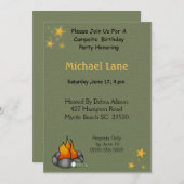 キャンプ場の誕生日パーティー招待状 招待状 (正面/裏面)