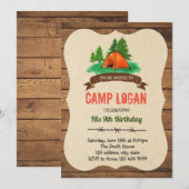 キャンプ場の誕生日パーティー招待状 招待状 (正面/裏面)