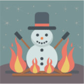 キャンプ場の雪だるま シール (正面)