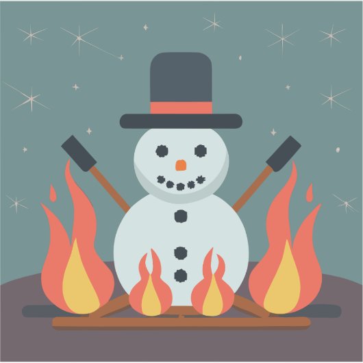 キャンプ場の雪だるま シール (正面)