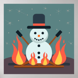 キャンプ場の雪だるま ポスター