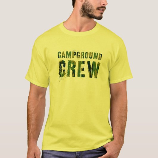 キャンプ場クルー迷彩柄ホストサマーカウンセラー先生 Tシャツ (正面)
