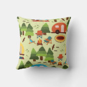 キャンプ場 – キャラバン、キャンプ用椅子、消防車 クッション (裏面)