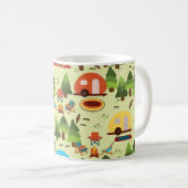 キャンプ場 – キャラバン、キャンプ用椅子、消防車 コーヒーマグカップ (正面右)