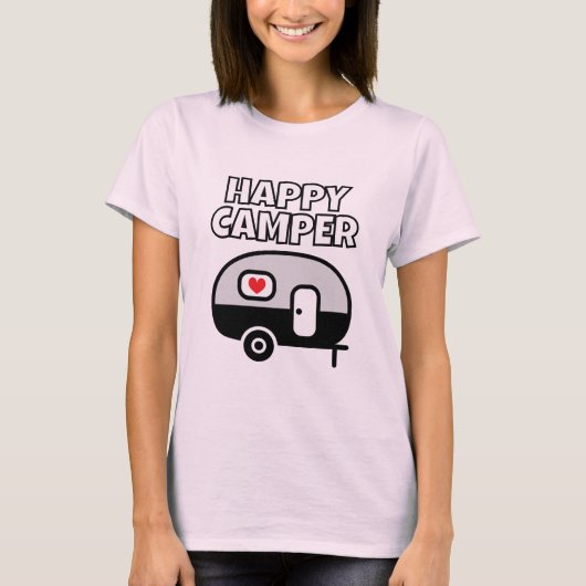 キャンプ好きな人へのプレゼントに最適なHappy Camper Tシャツ (正面)