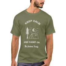 キャンプ好きのための「冷静にキャンプしよう」Tシャツ