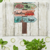 キャンプ引用文方向水の色の看板を許可 キッチンタオル (折り畳み)