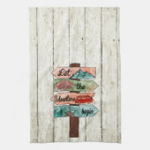 キャンプ引用文方向水の色の看板を許可 キッチンタオル (縦)