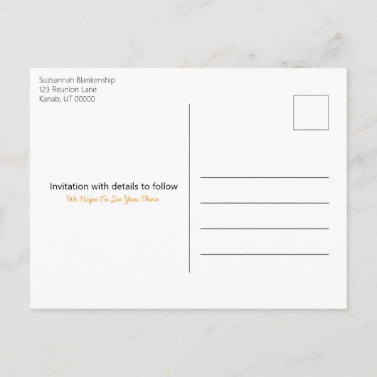 キャンプ懇親会ギャザリング日付テンプレートの保存 案内ポストカード (裏面)