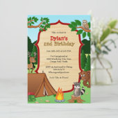 キャンプ招待状 – キャンプバースデーパーティー招待状 招待状 (スタンド正面)