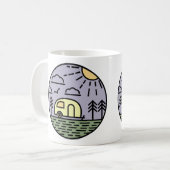 キャンプ焚き火の山々ワンダーラスト、ハイキング コーヒーマグカップ (正面左)