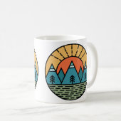 キャンプ焚き火の山々ワンダーラスト、ハイキング コーヒーマグカップ (正面右)