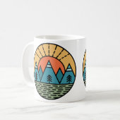 キャンプ焚き火の山々ワンダーラスト、ハイキング コーヒーマグカップ (正面左)