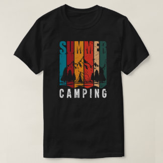 キャンプ焚き火の山々ワンダーラスト、ハイキング Tシャツ