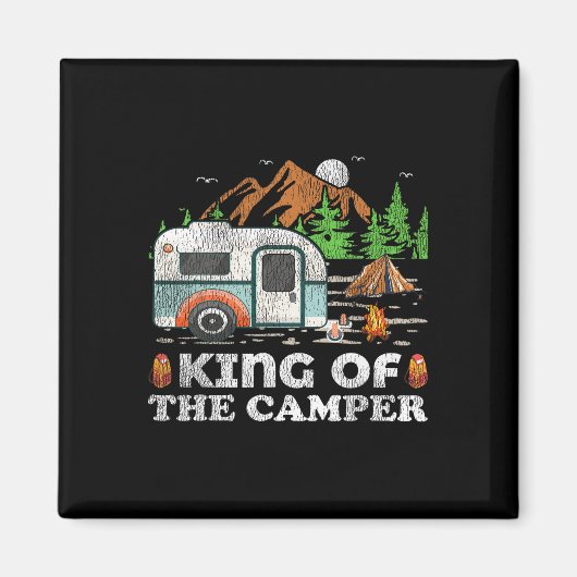 キャンプ王者のTシャツ 最高に面白いキャンプTシャツ マグネット (正面)