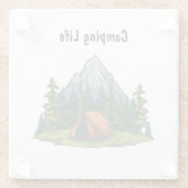 キャンプ生活、木材のバックパッキングにテントと ガラスコースター (裏面)