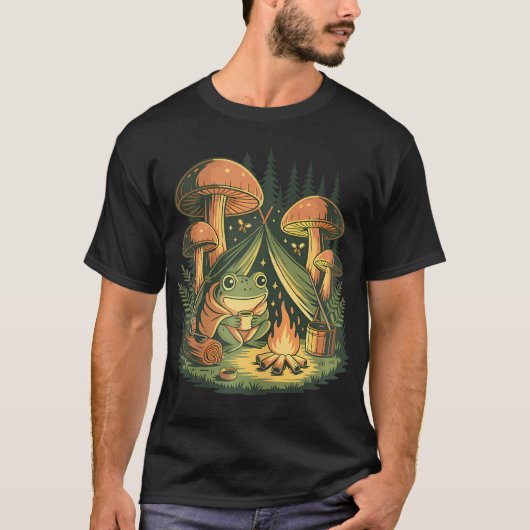 キャンプ用カエル焚き火台 荒野 アウトドア Tシャツ (正面)