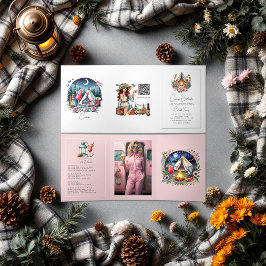 キャンプ花嫁バチェロレッテ週末の写真とQRコード 三つ折り招待状