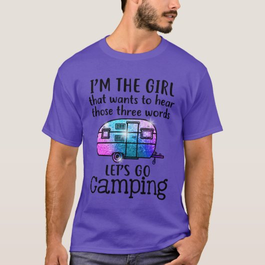 キャンプ行こうよと待ち望む乙女 Tシャツ (正面)