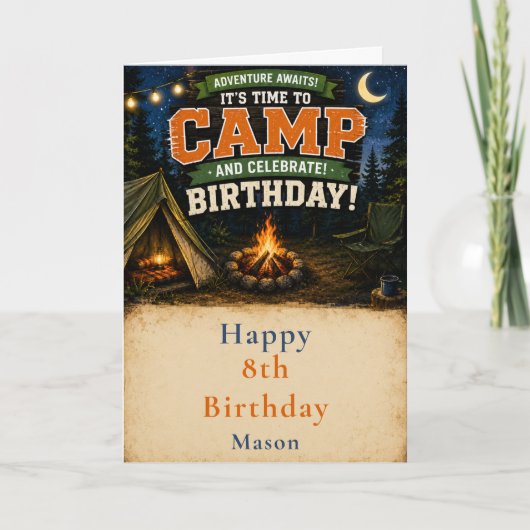 キャンプ誕生日パーティー カード (正面)