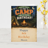 キャンプ誕生日パーティー カード (黄色い花)