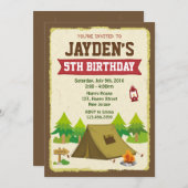 キャンプ誕生日招待状 招待状 (正面/裏面)