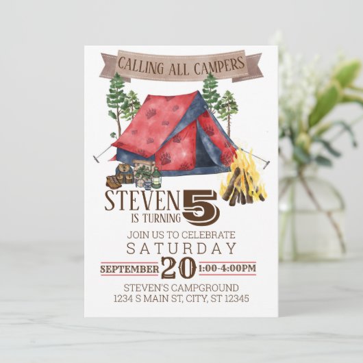キャンプ誕生日 招待状 (スタンド正面)