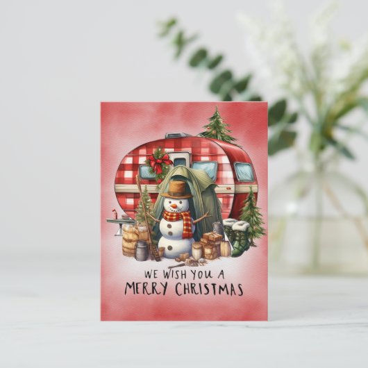 キャンプ雪だるまクリスマステーマ シーズンポストカード (スタンド正面)