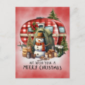 キャンプ雪だるまクリスマステーマ シーズンポストカード (正面)