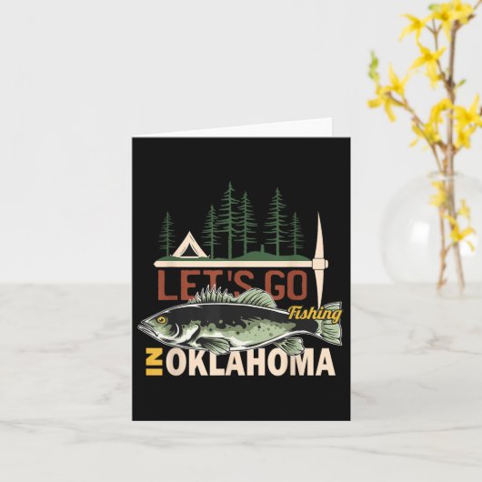 キャンプ魚釣りインオクラホマ – オクラホマフィッシュ自然 カード (黄色い花)