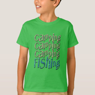キャンプ魚釣り Tシャツ